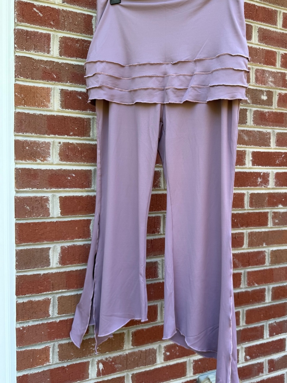 Lavender Skirted Yoga Pant, Flowy Slit Dance Pixie Pants